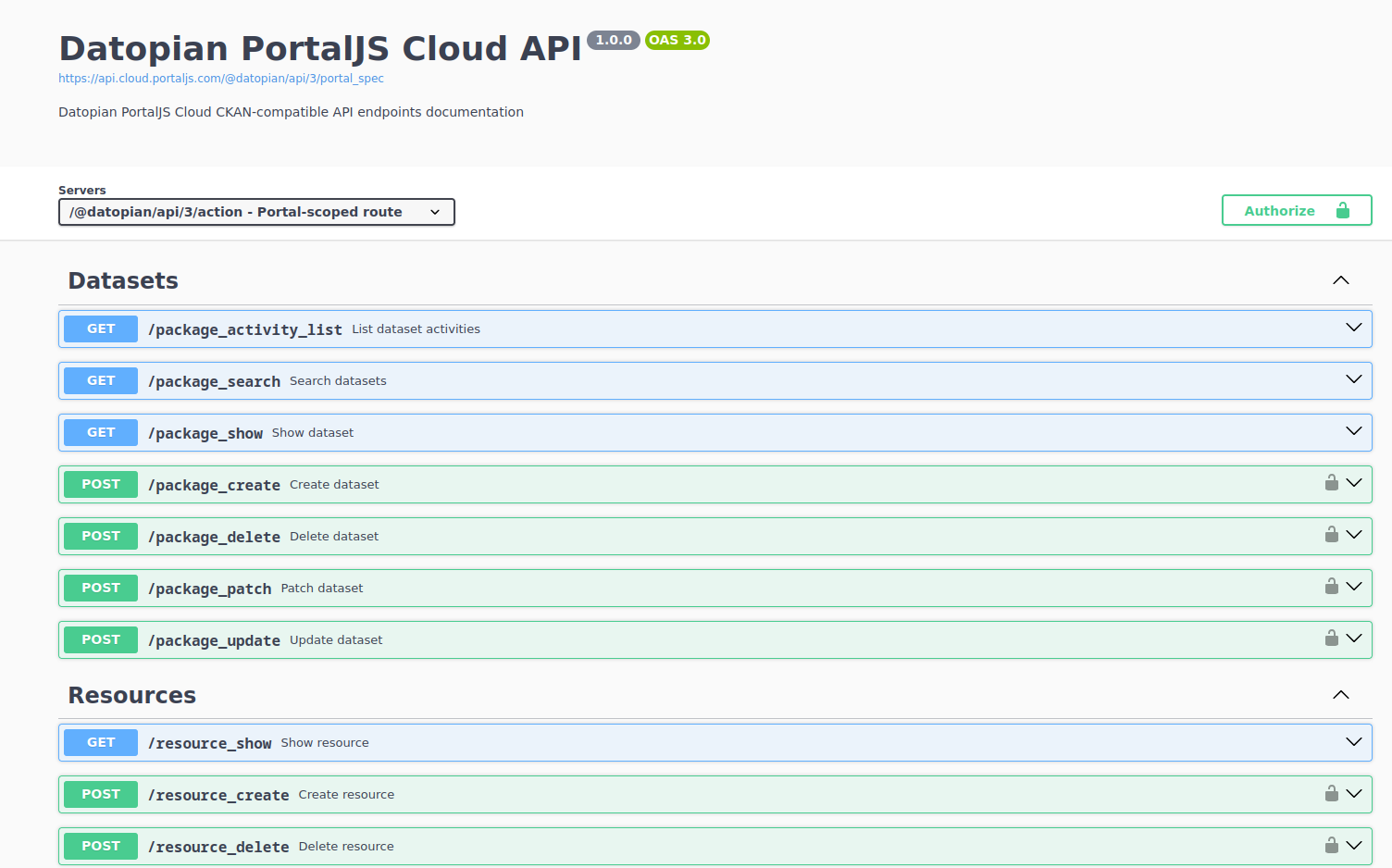PortalJS Cloud API compatibility overview