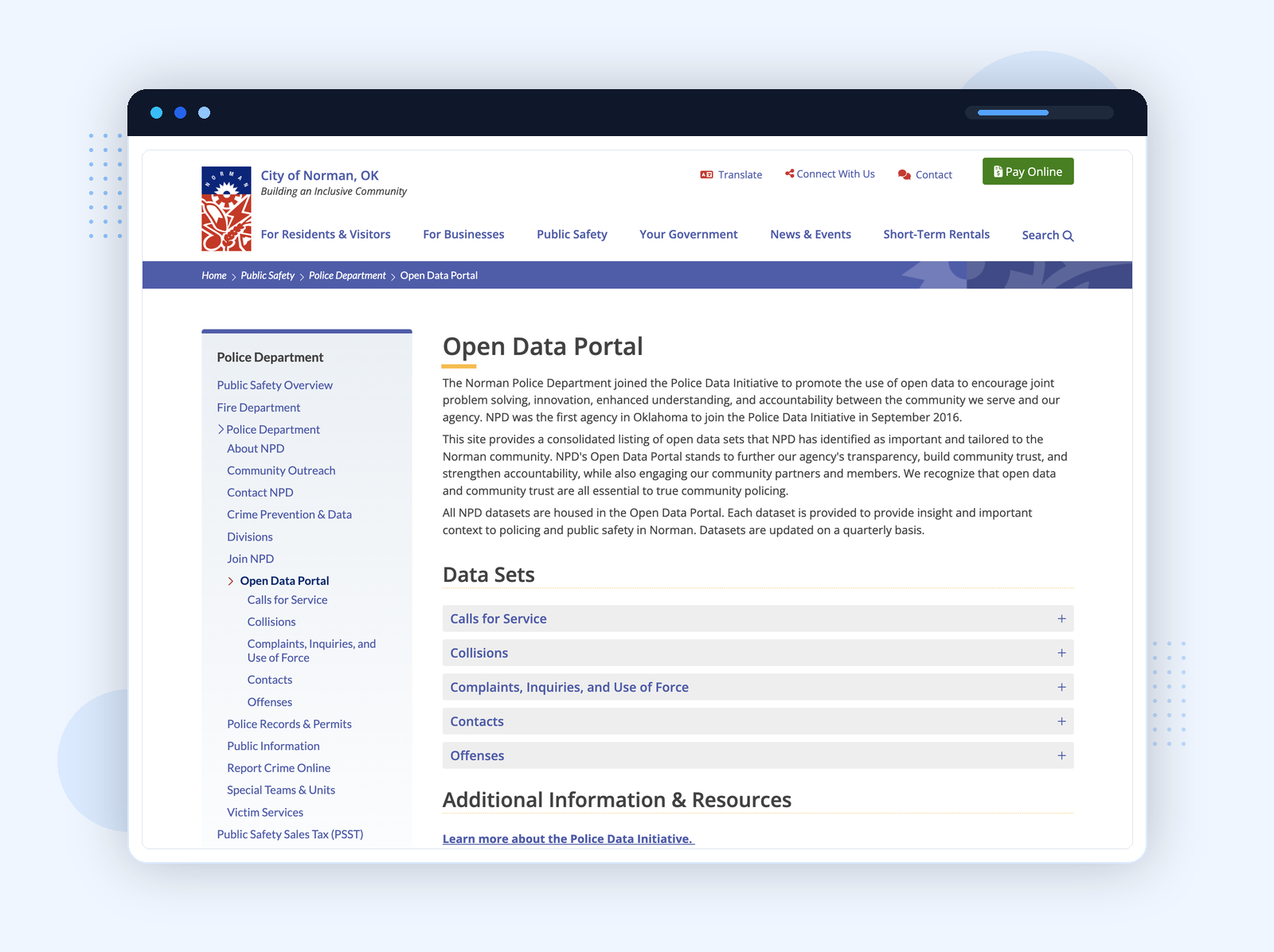 Norman, OK Police Department Open Data Portal โ narrow scope, clear purpose, regular updates