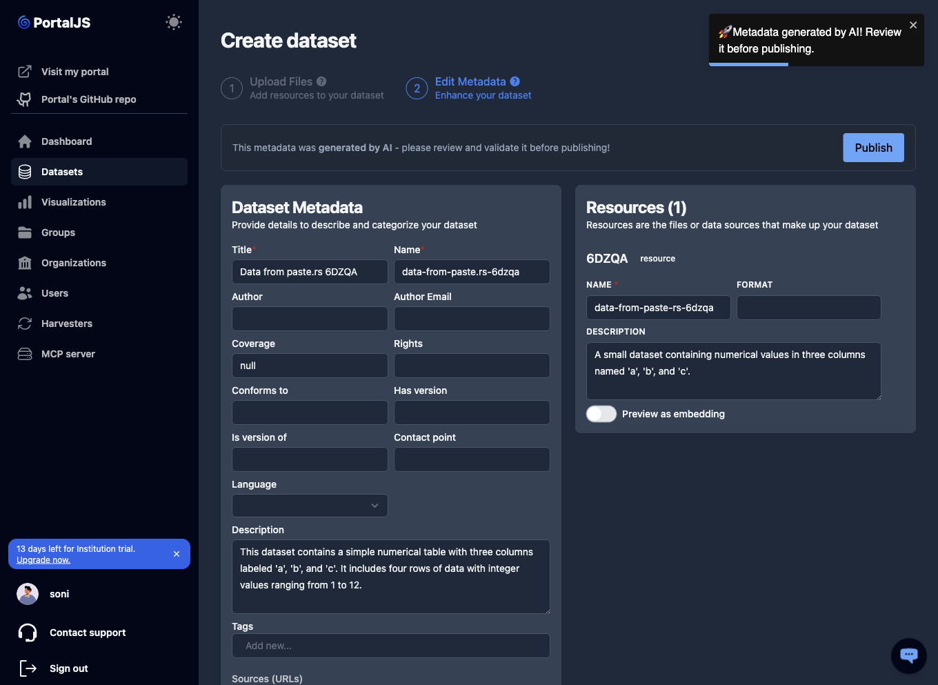placeholder: edit metadata step