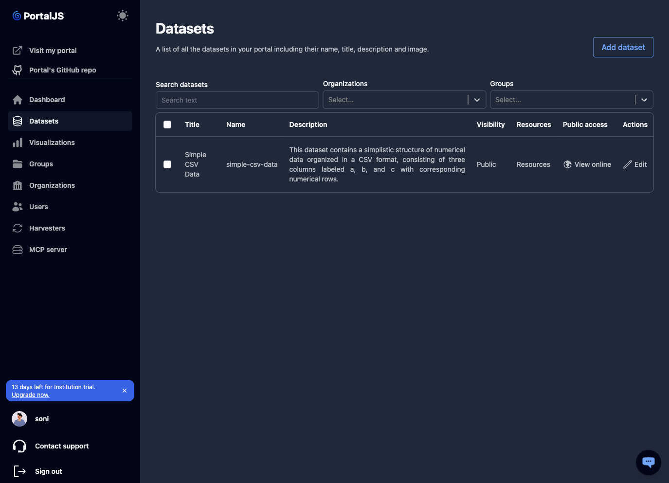 placeholder: datasets list