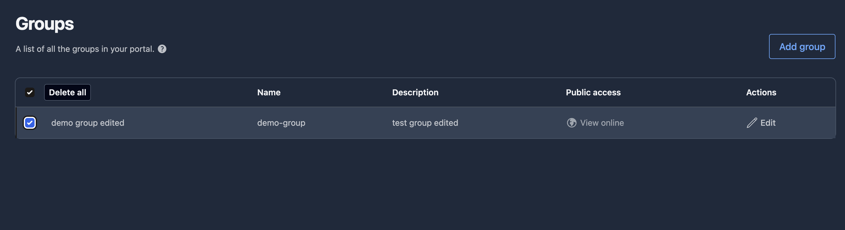 placeholder: select groups for deletion