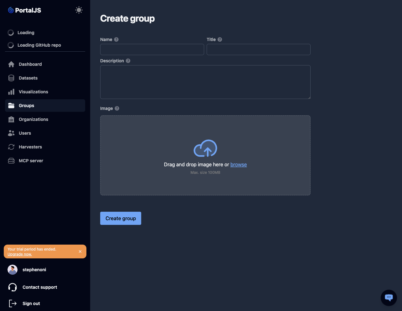 placeholder: create group form
