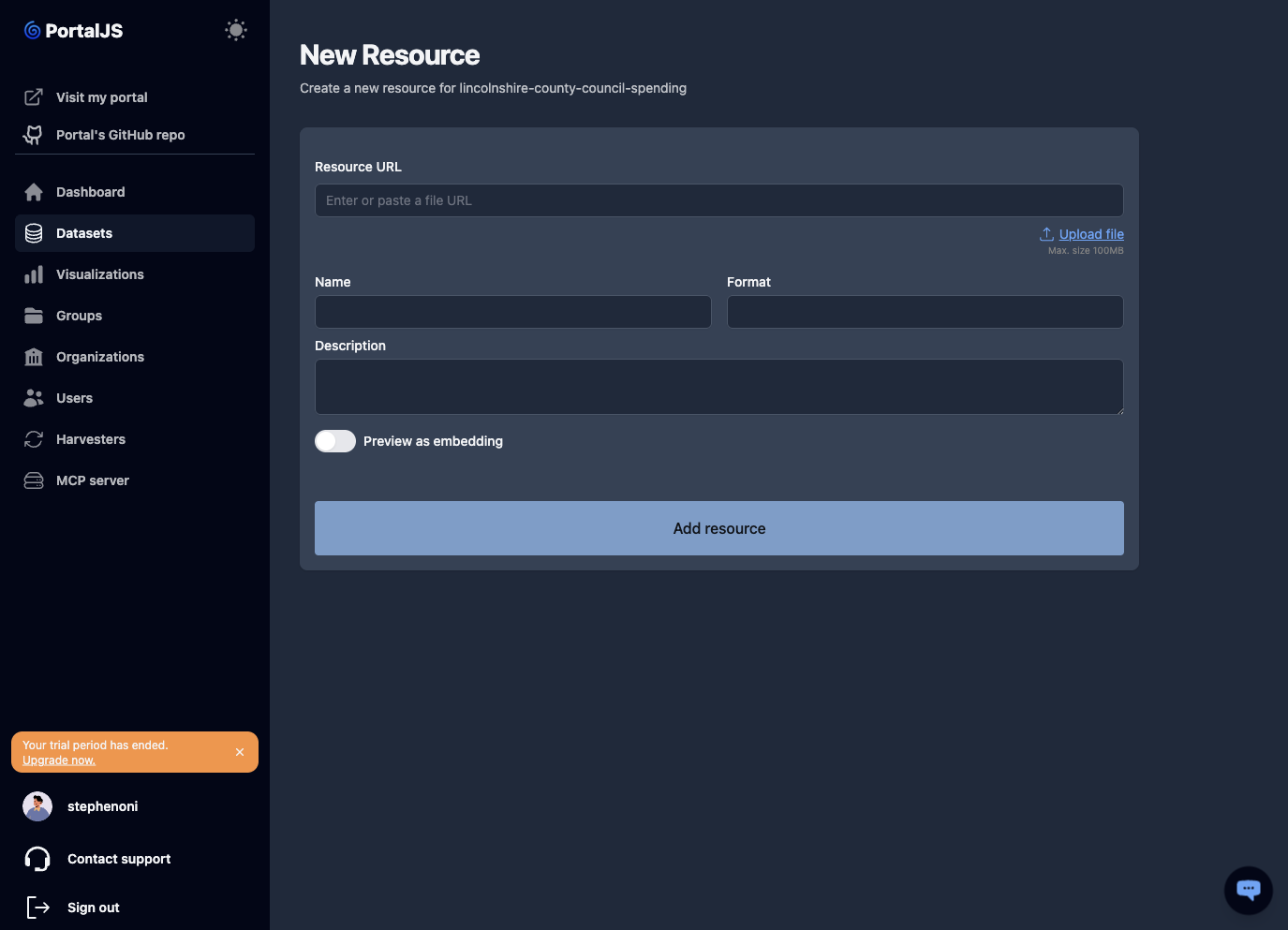 placeholder: add resource form